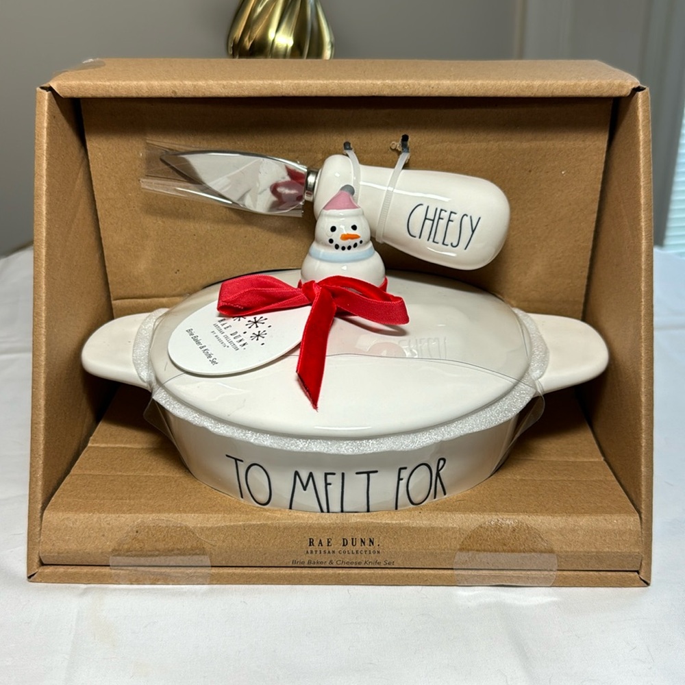 Rae Dunn Brie baker and knife set